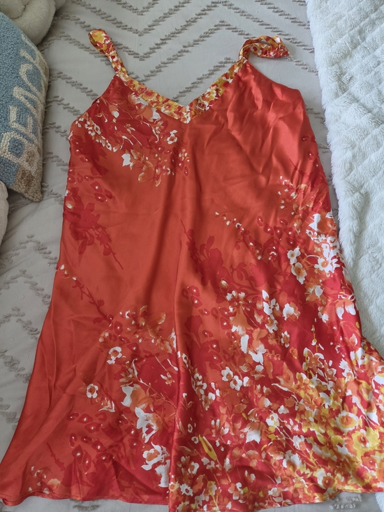 Oscar de la Renta Dresses & Skirts - Orange/Red Floral Slip Mini Dress - xl but runs tiny. morw of a small/ medium